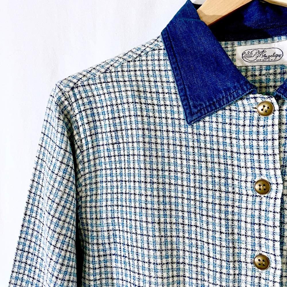 [Vintage] Cottagecore Cropped Plaid Shaket